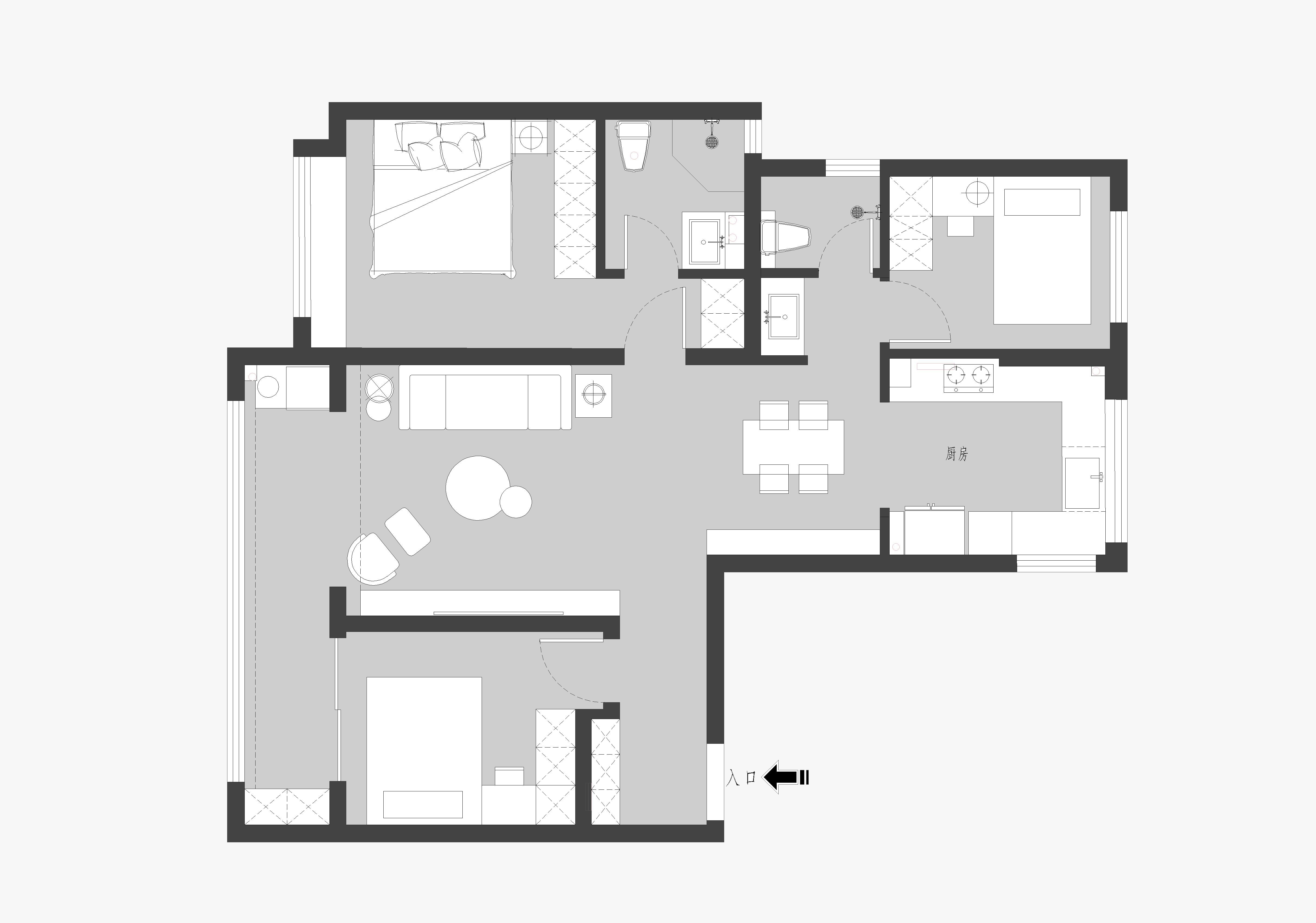 123平三居室户型图