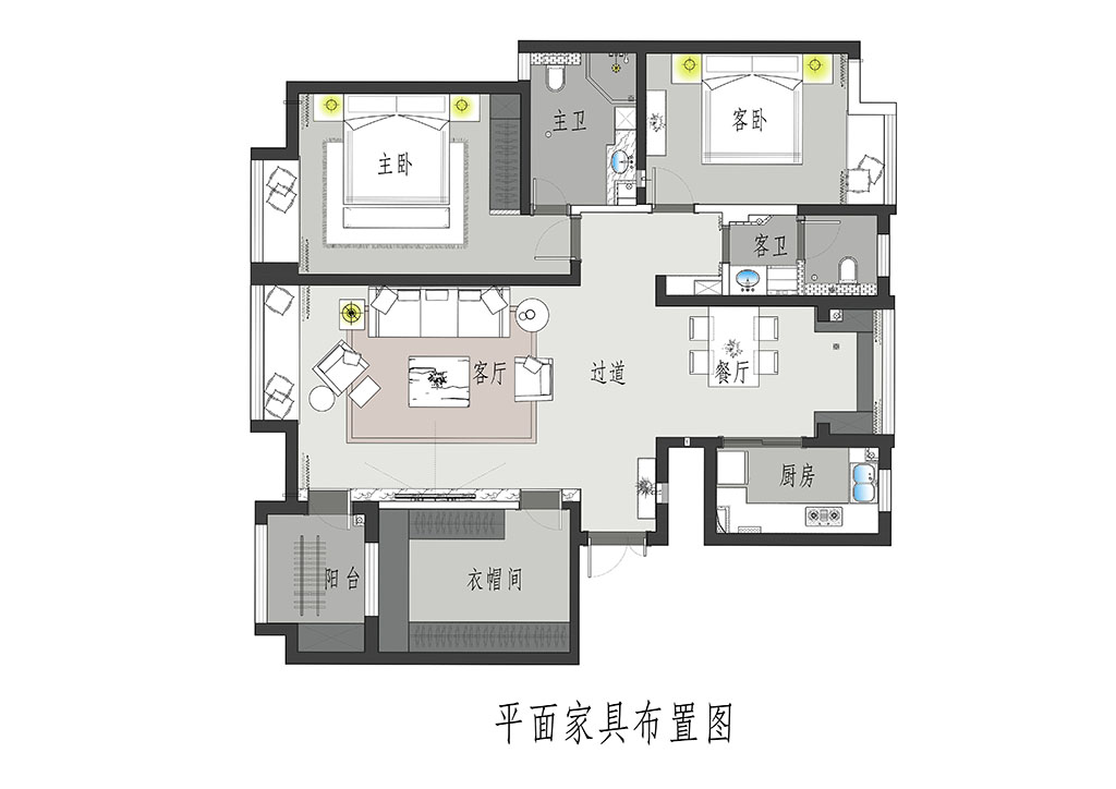 112平三居室户型图