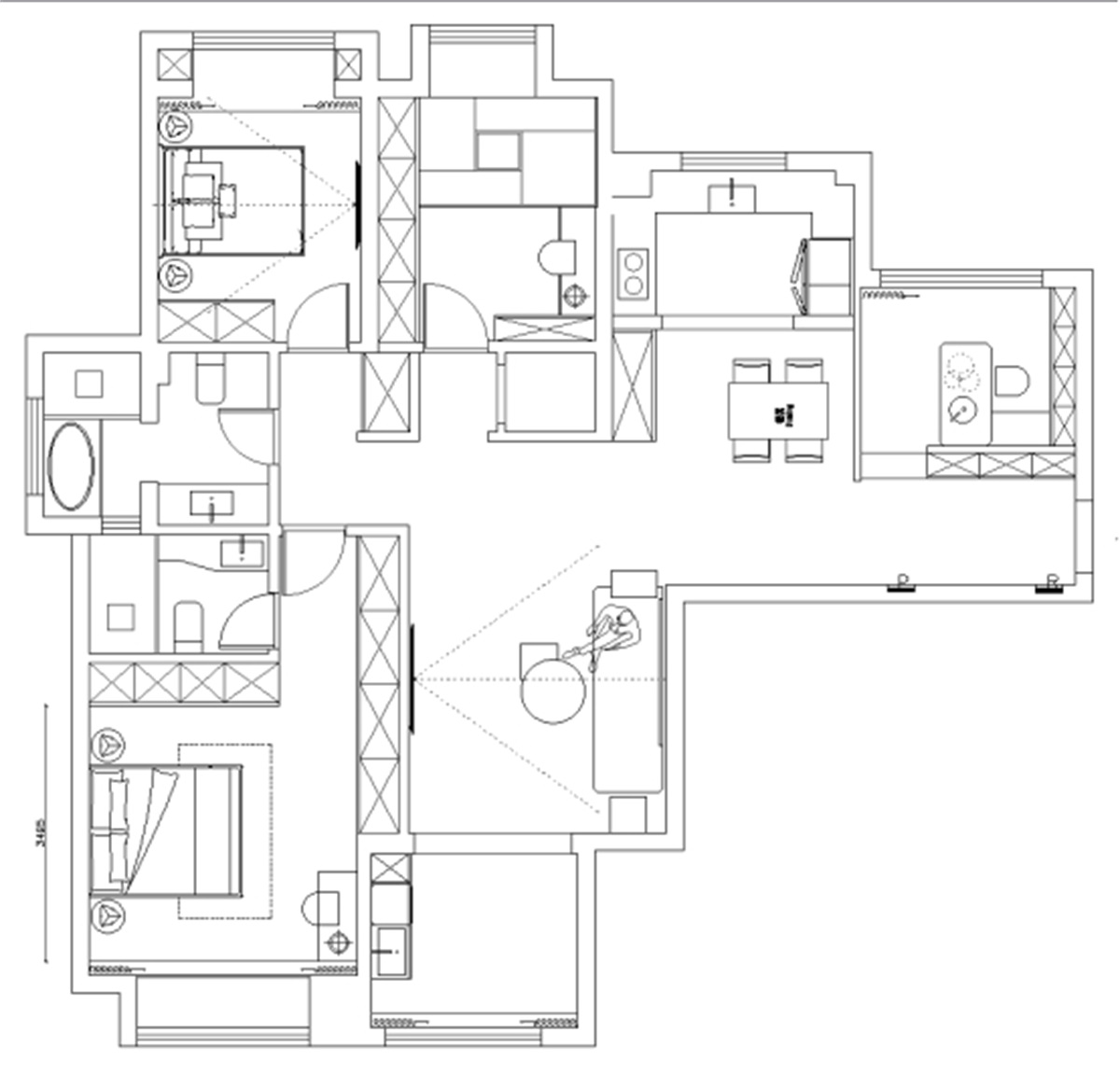 140平二居室户型图