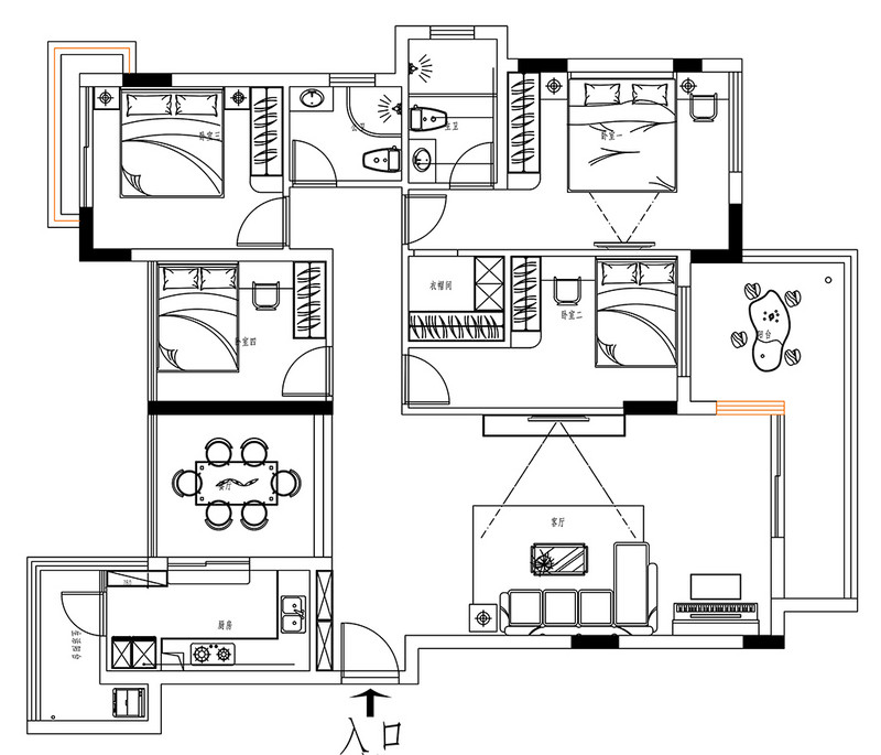 金域中央141㎡四居室户型解析 简美装修案例