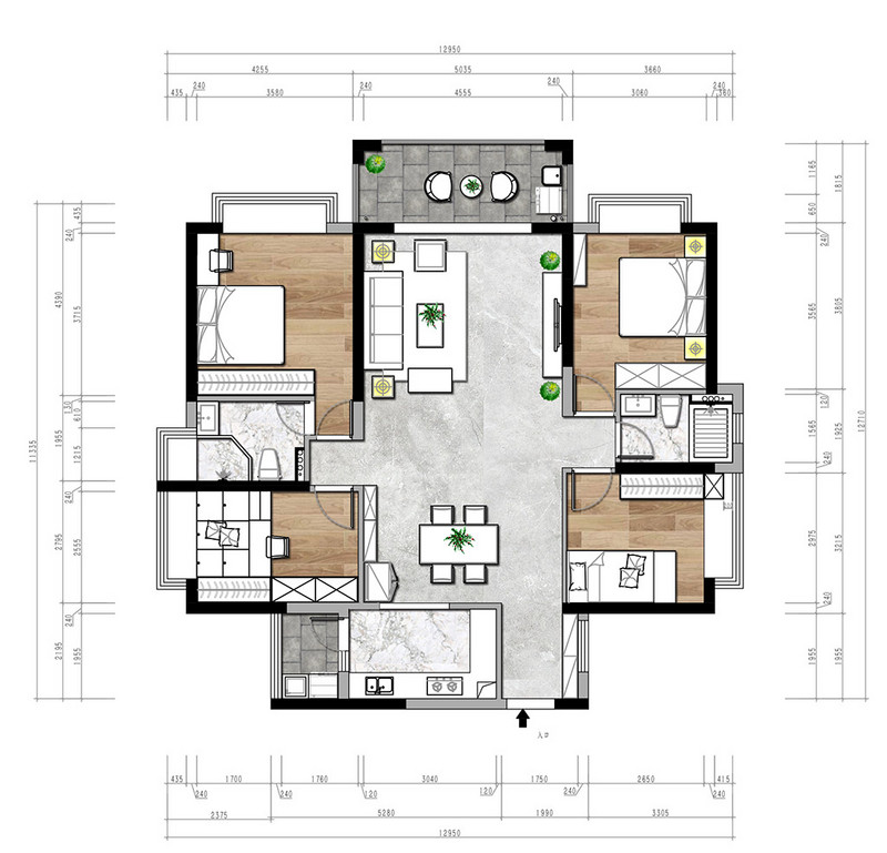 家和时代花园147㎡四居室户型解析 现代简约装修案例