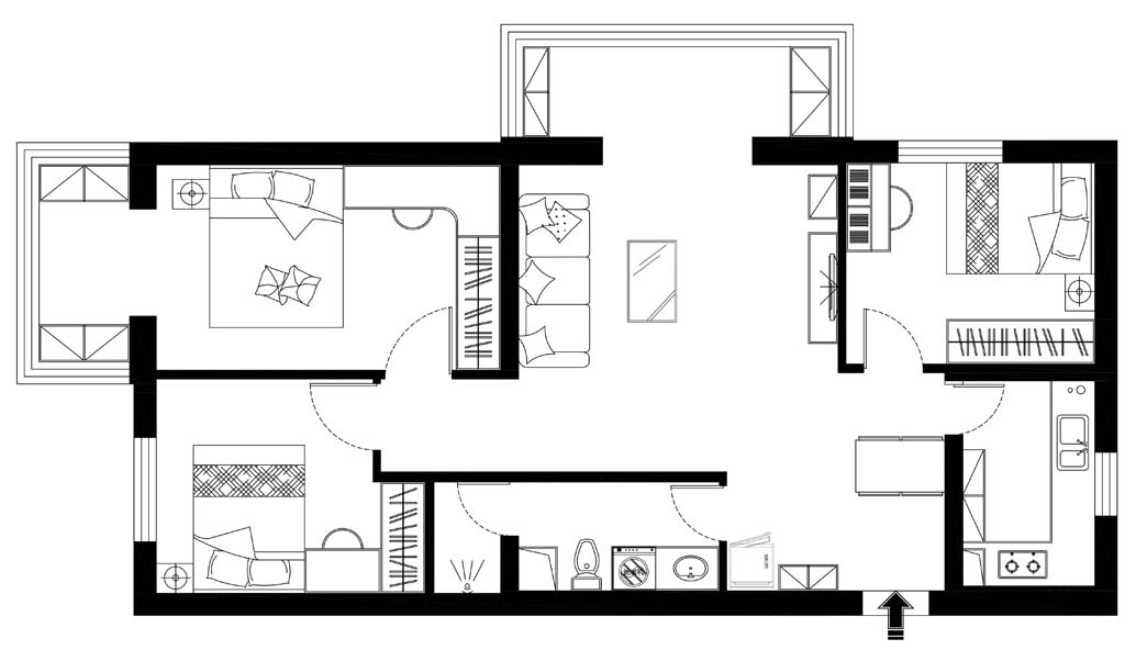 79平三居室户型图