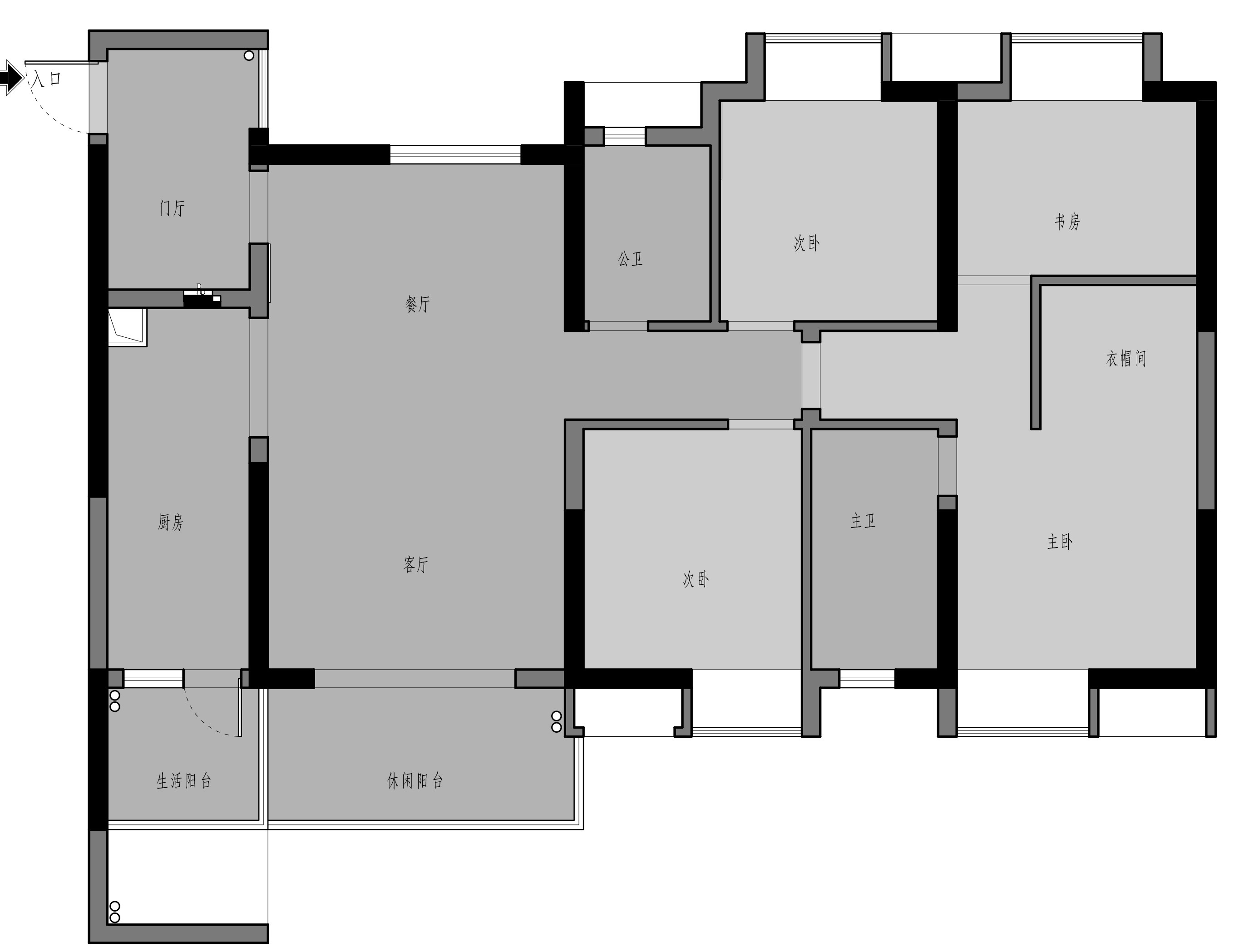 146平三居室户型图