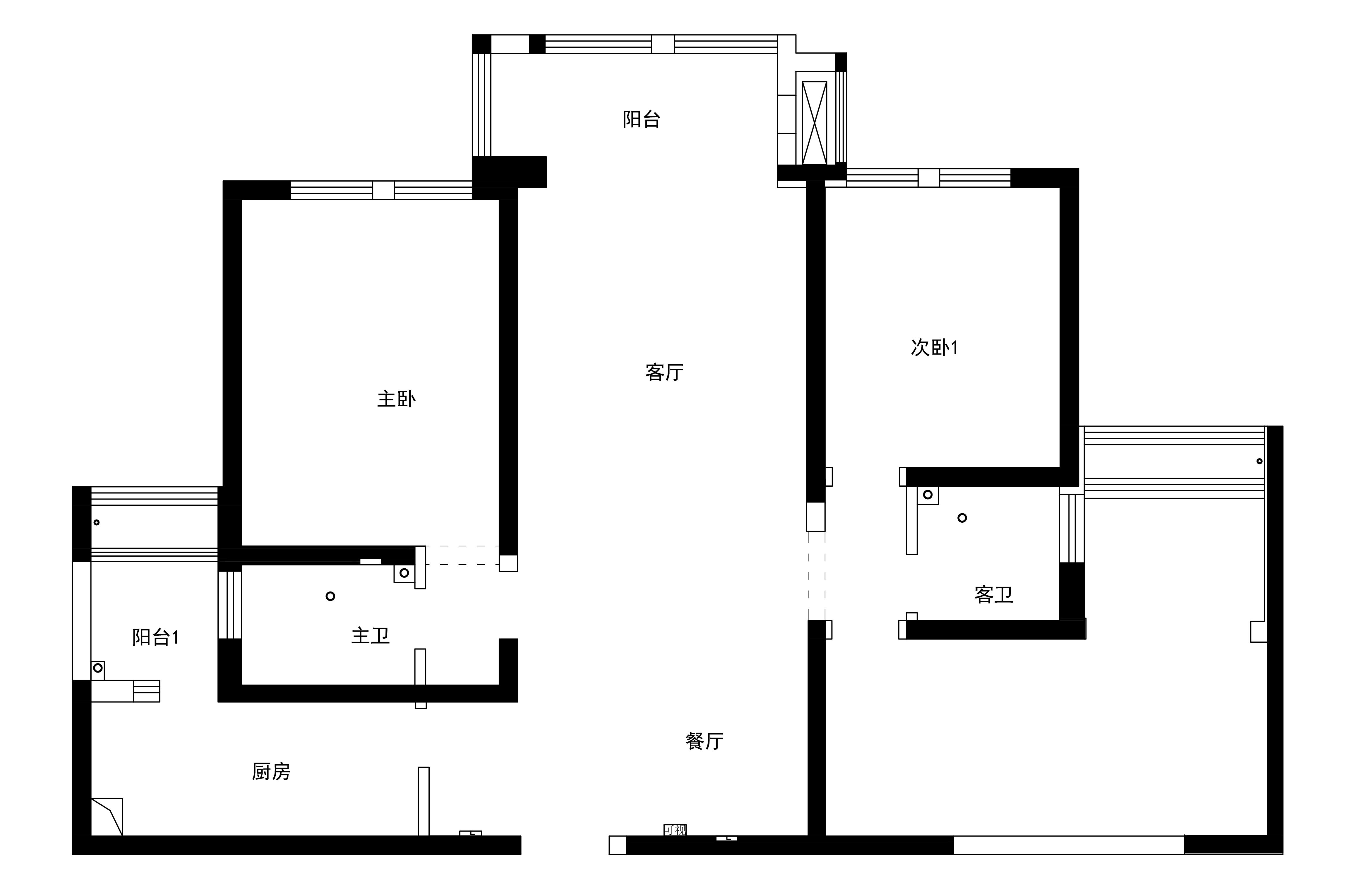 141平三居室户型图