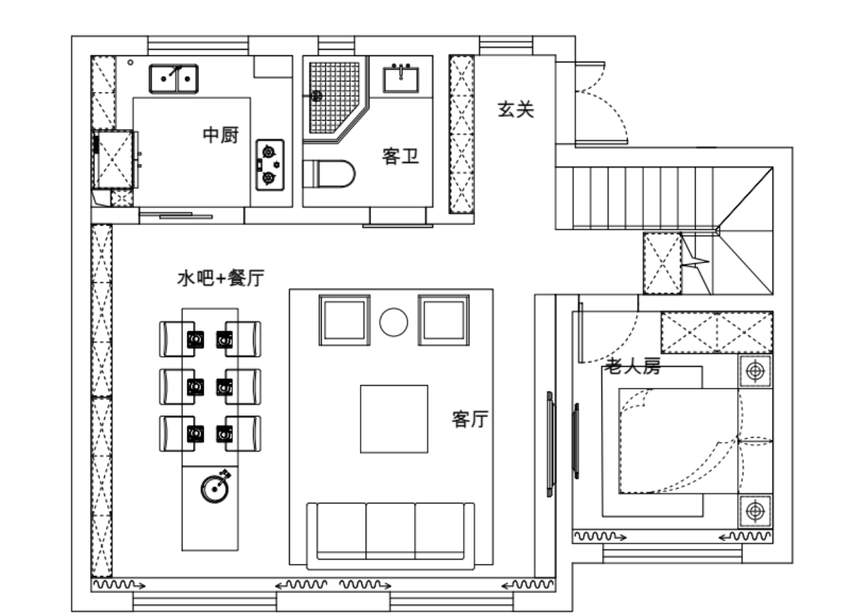 145平三居室户型图