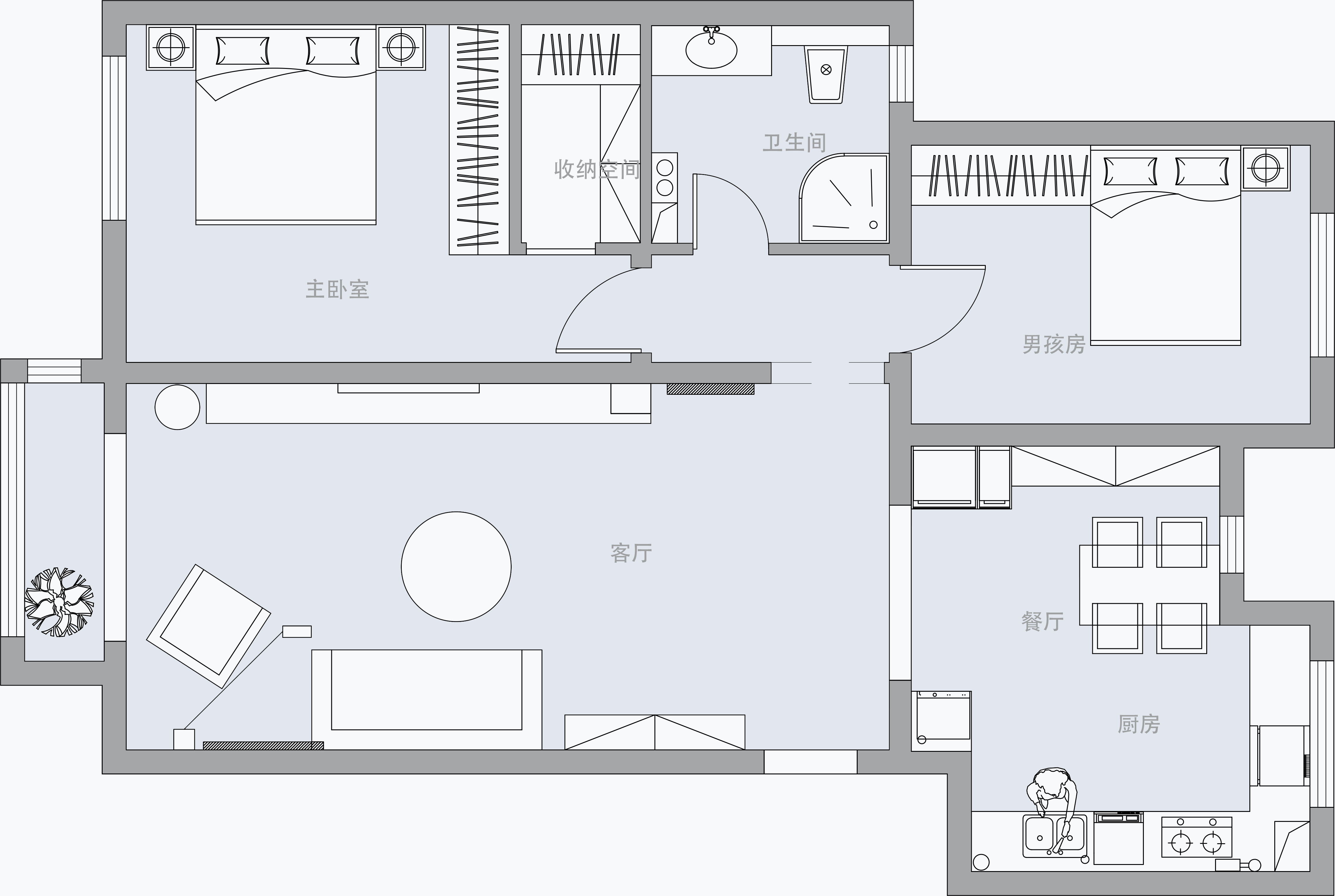 128平二居室户型图