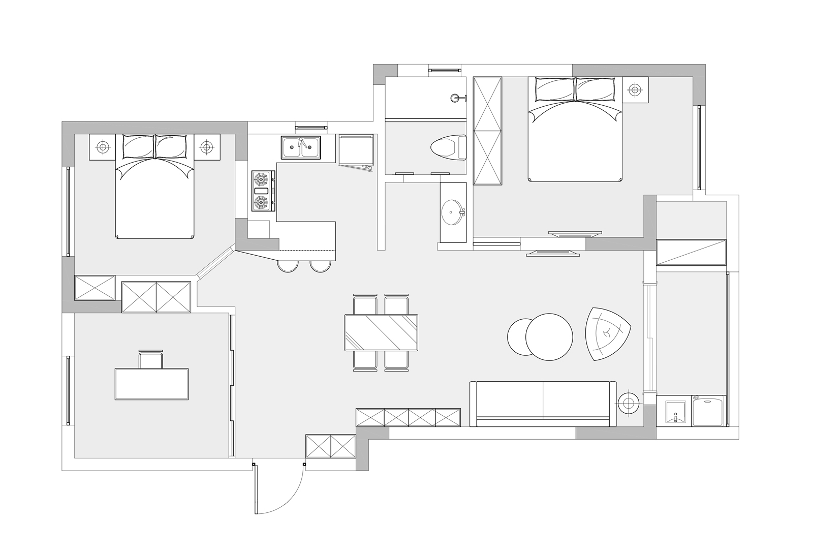 94平二居室户型图