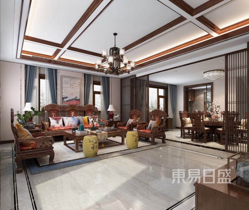 新中式別墅客廳裝修效果圖，大氣的客廳該這樣塑造