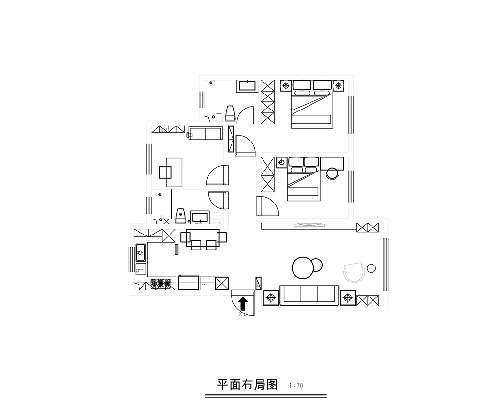 111平三居室户型图