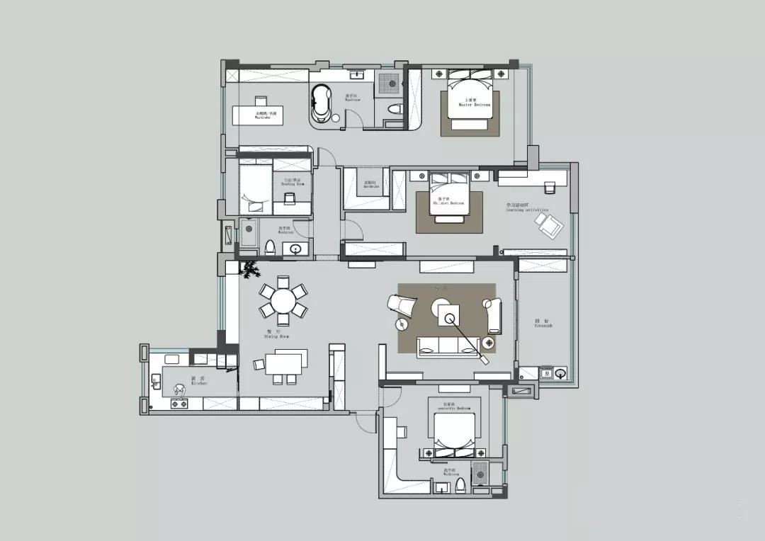 260平三居室户型图