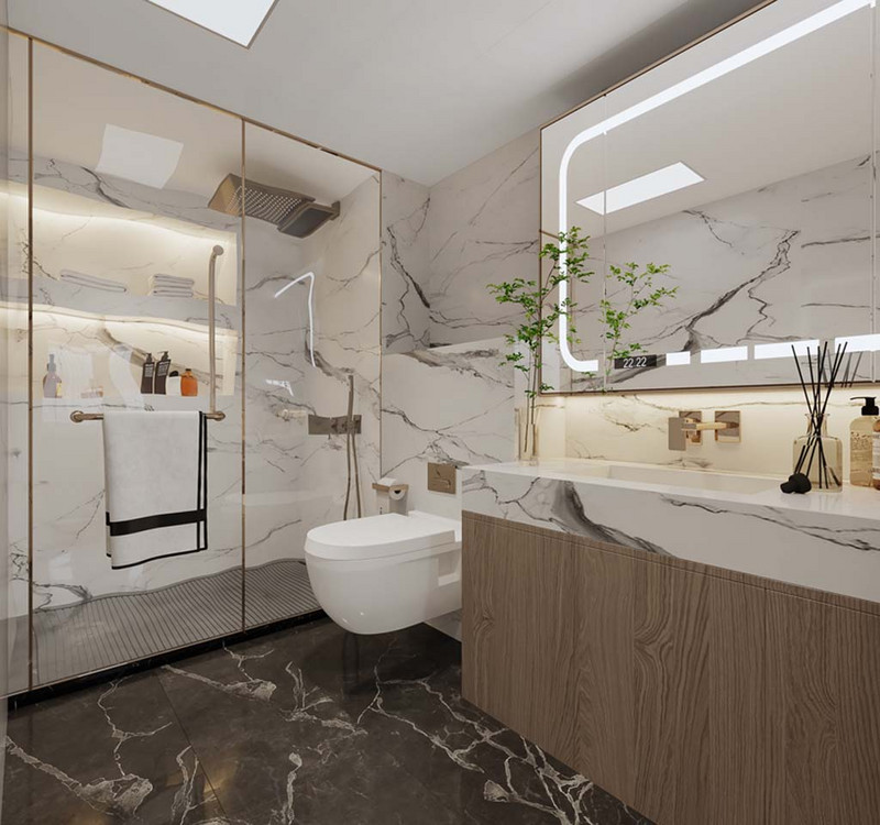 卫生间为加大空间舒适度，将干区合并，使用壁挂马桶无死角，淋浴区的壁龛使用也会有储物区域.jpg