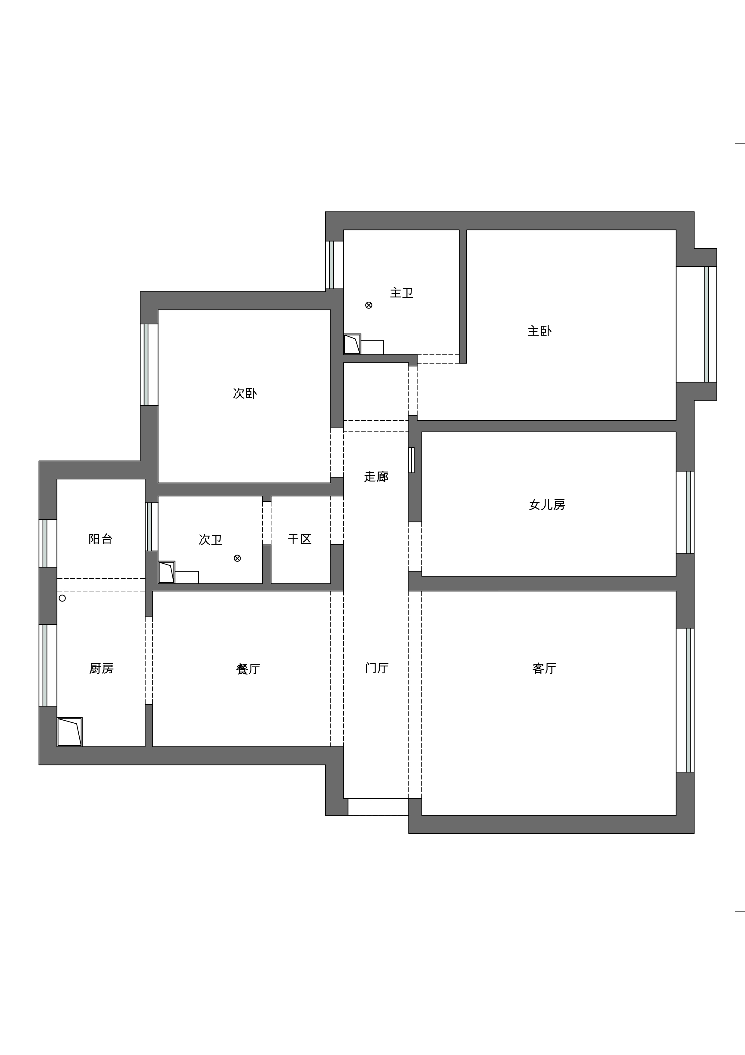 131平三居室户型图