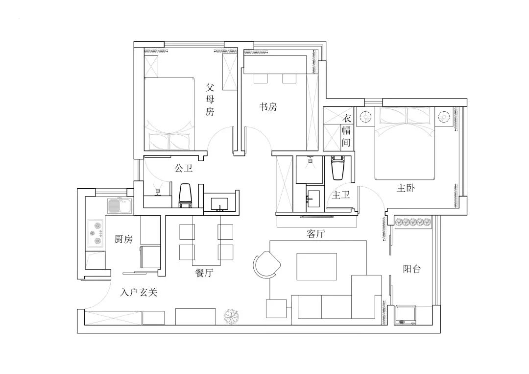 83平二居室户型图