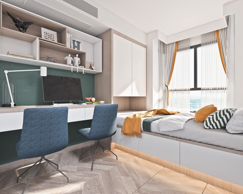 深圳111平米三居室装修案例效果图,色彩淡雅