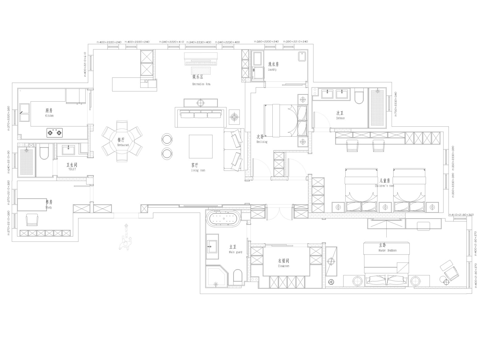 191平四居室户型图