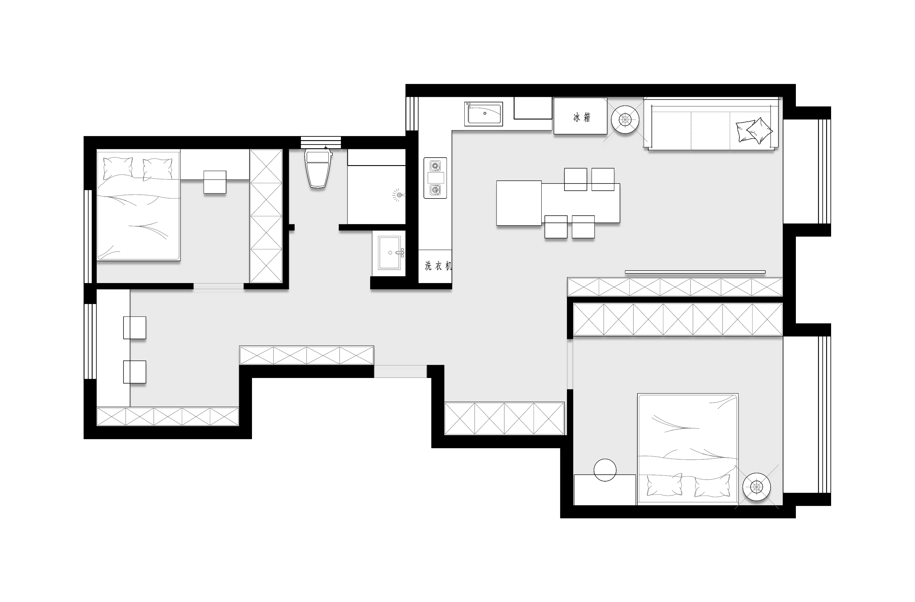 89平三居室户型图