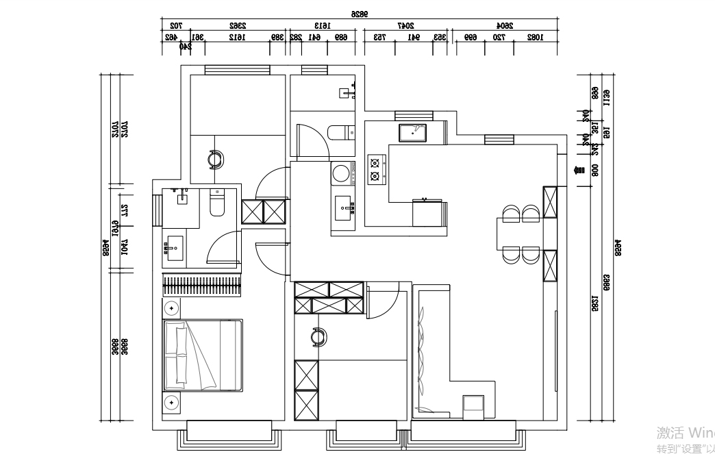 127平三居室户型图