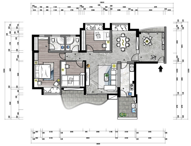 聚豪华庭138㎡三居室户型解析 简约欧式装修案例