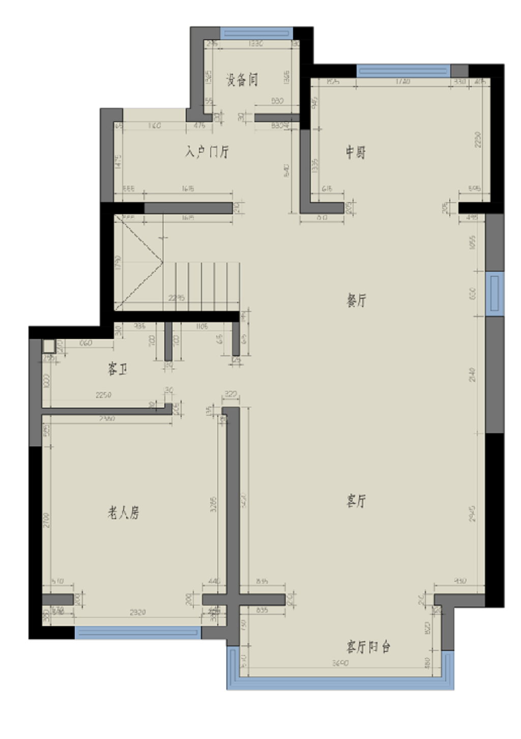 194平四居室户型图