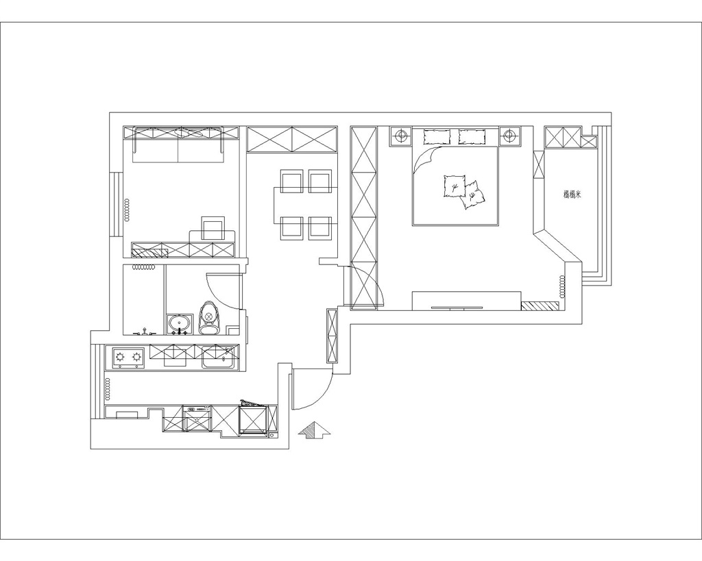 53平一居室户型图