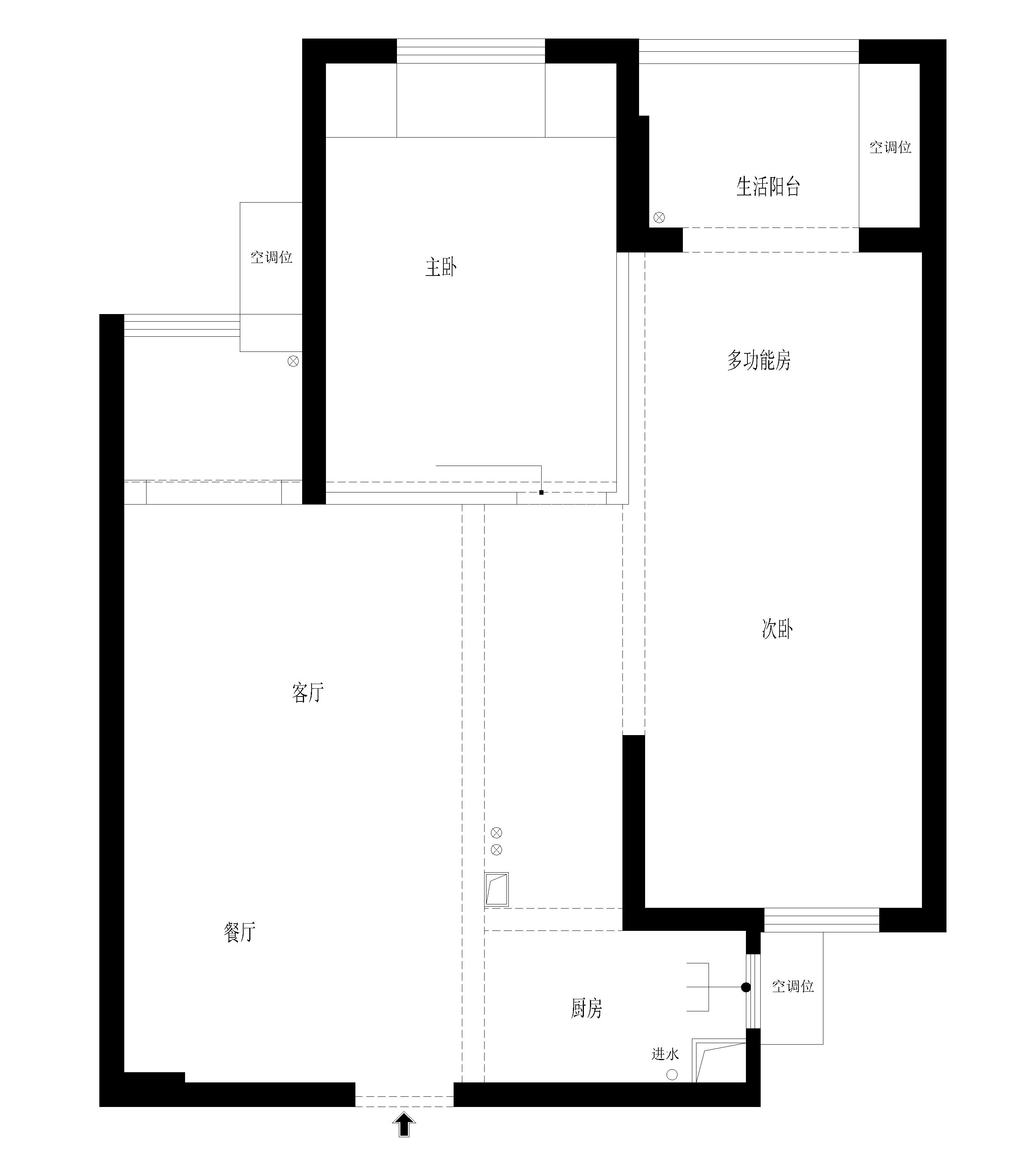 83平三居室户型图