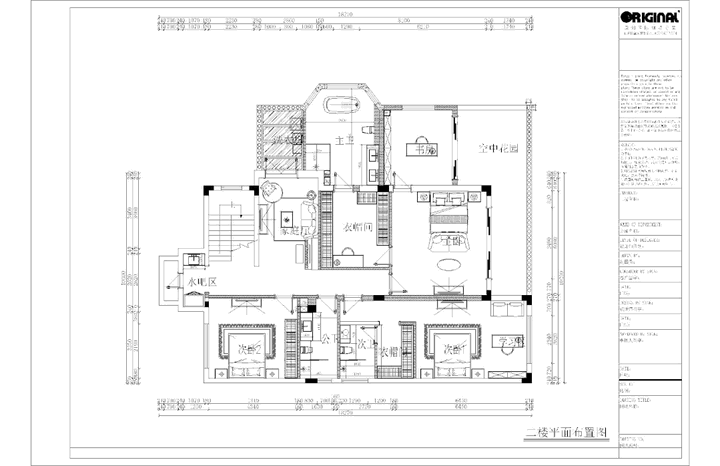 400平米别墅设计-平面布置图