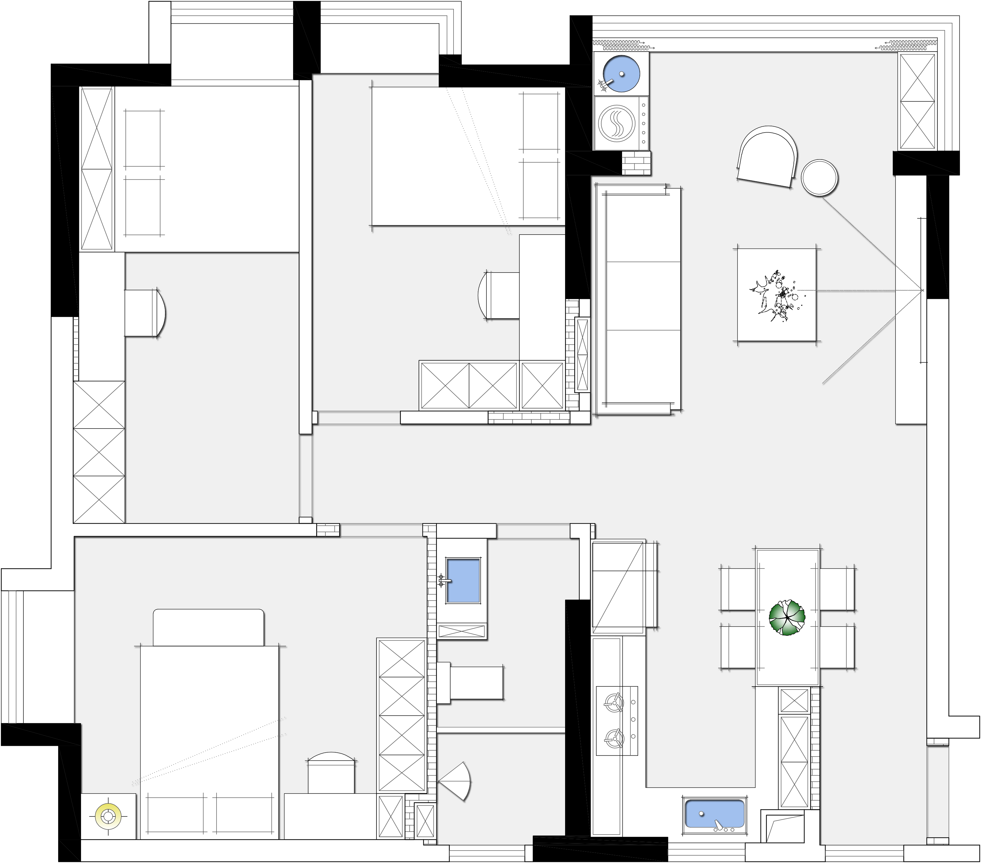 88平三居室户型图