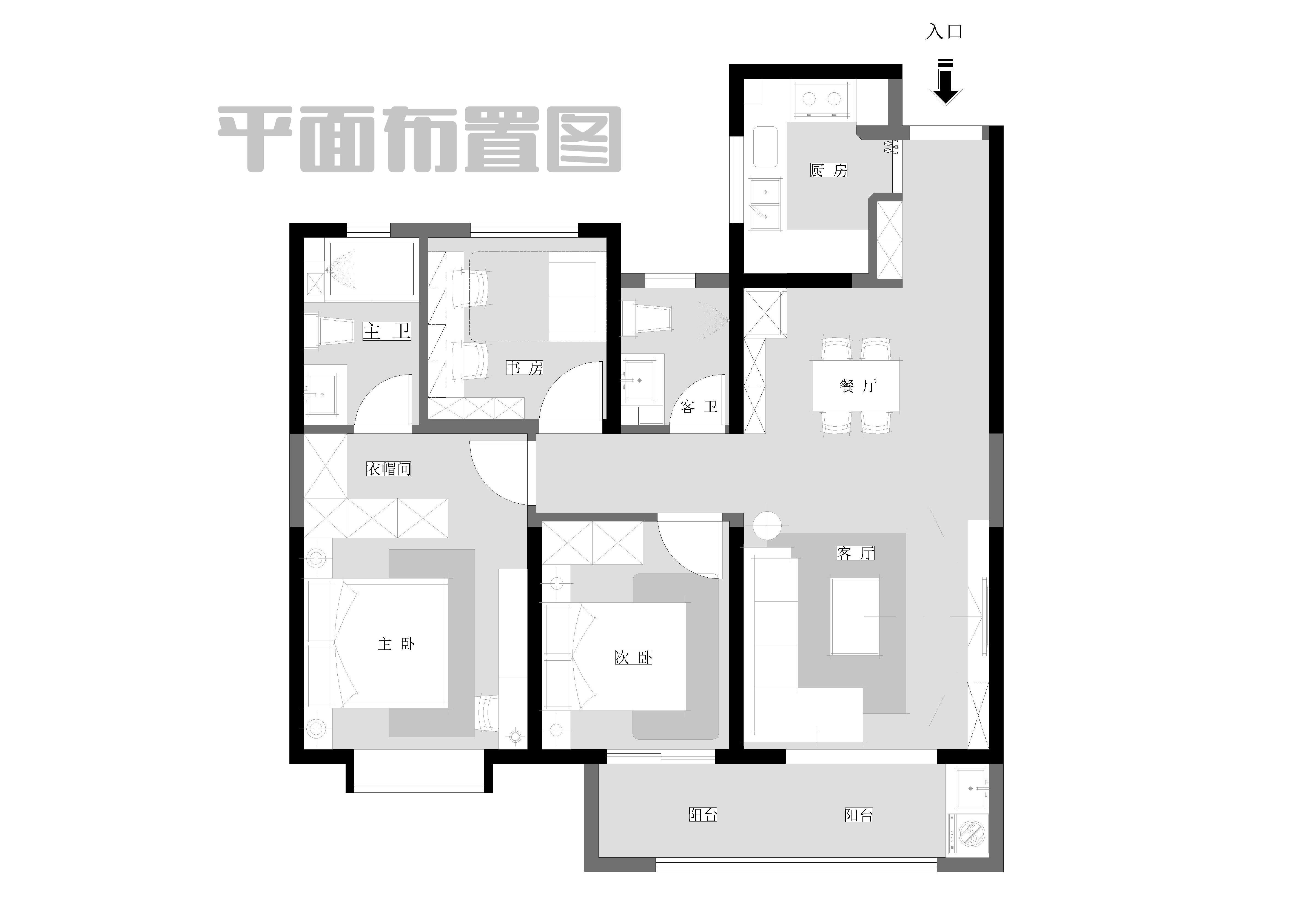 113平二居室户型图