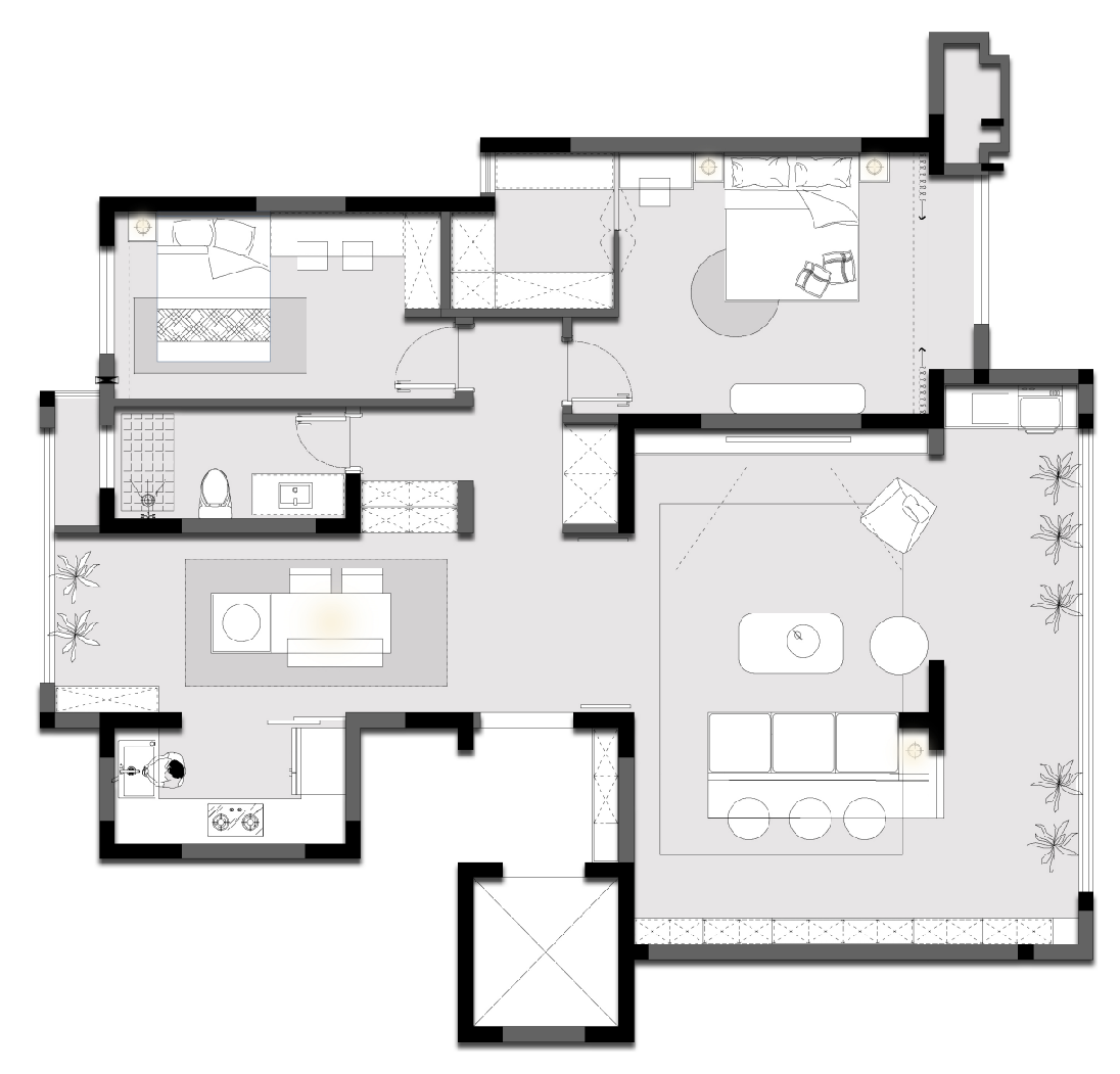 125平二居室户型图