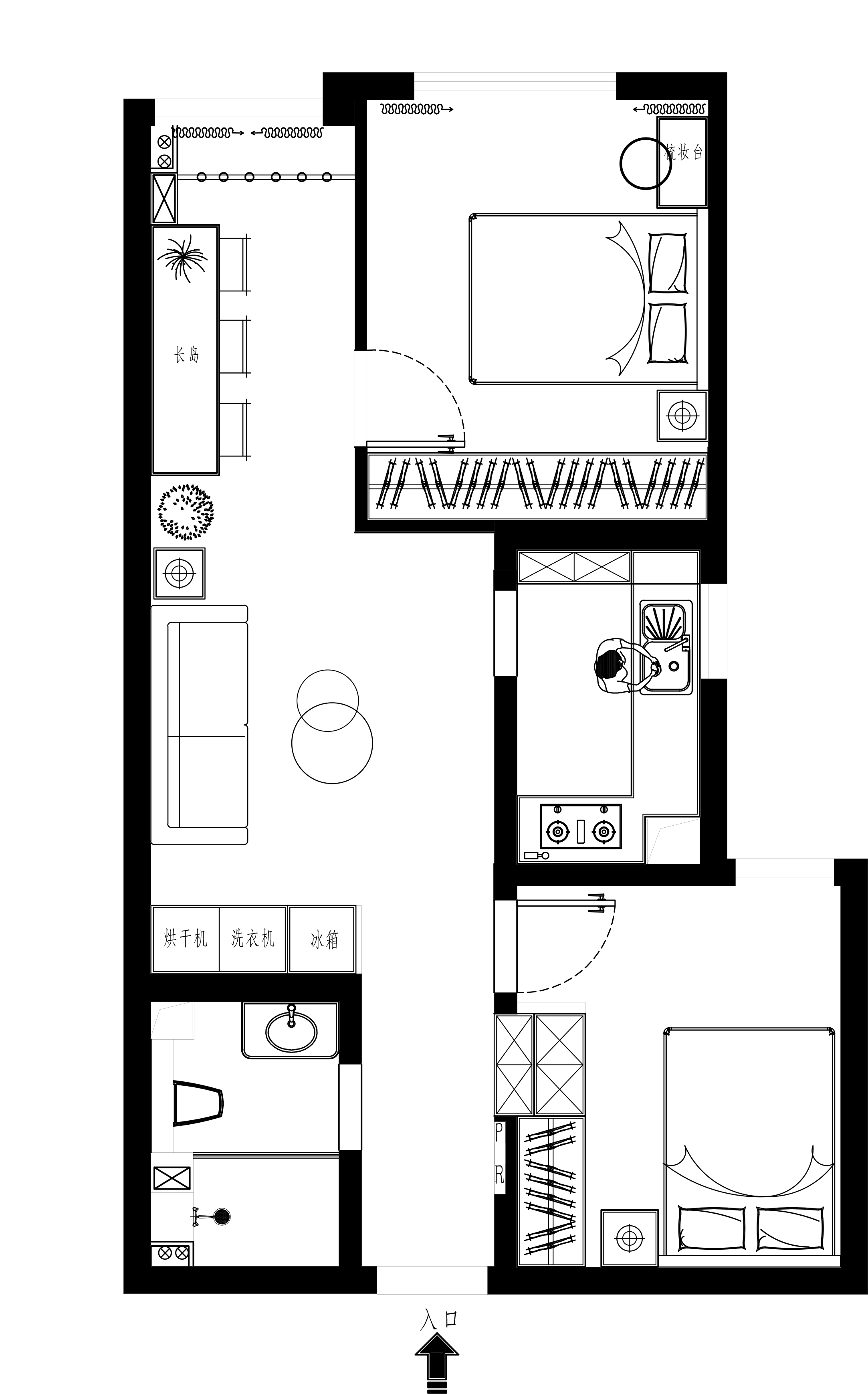 74平二居室户型图