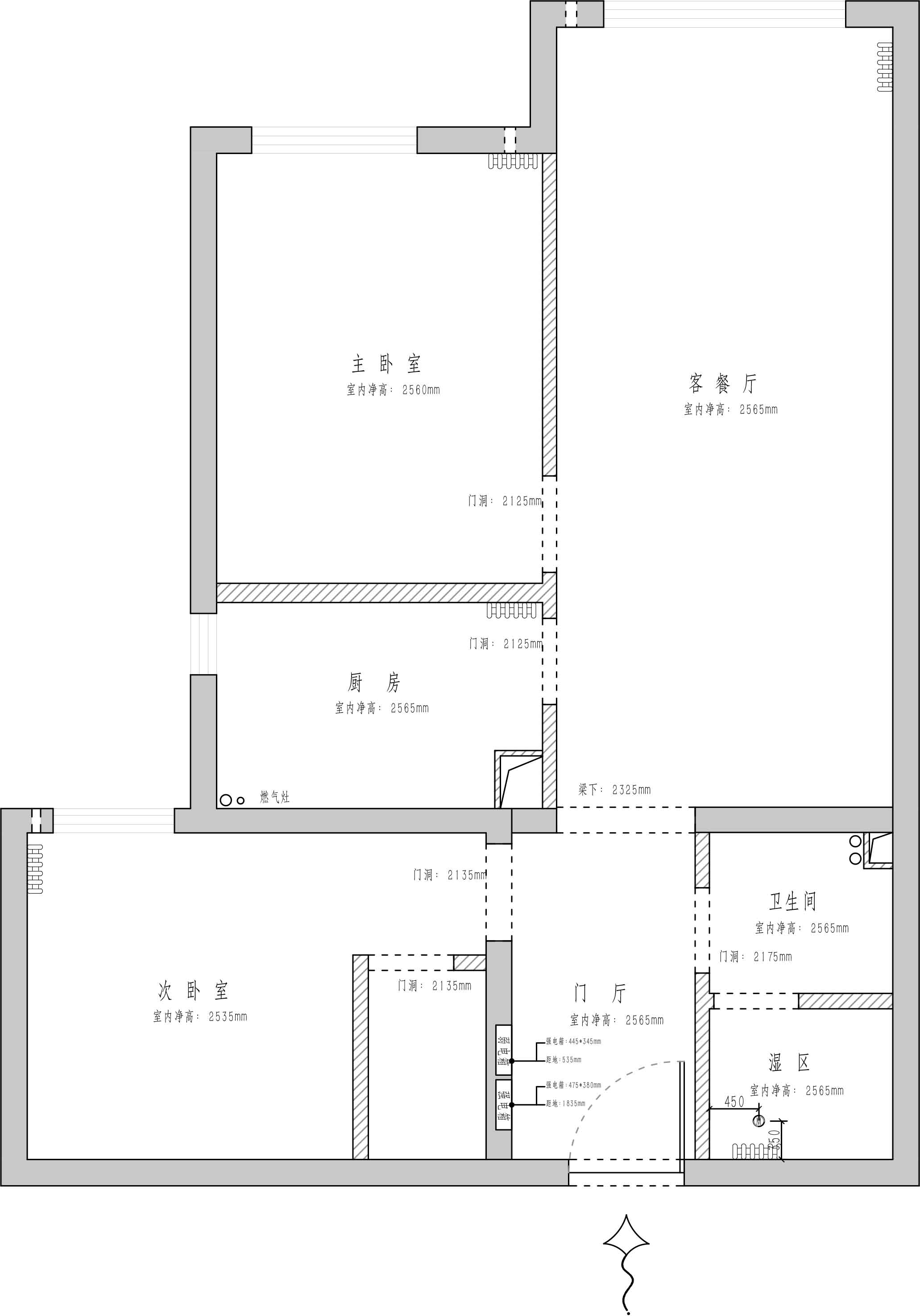 121平二居室户型图