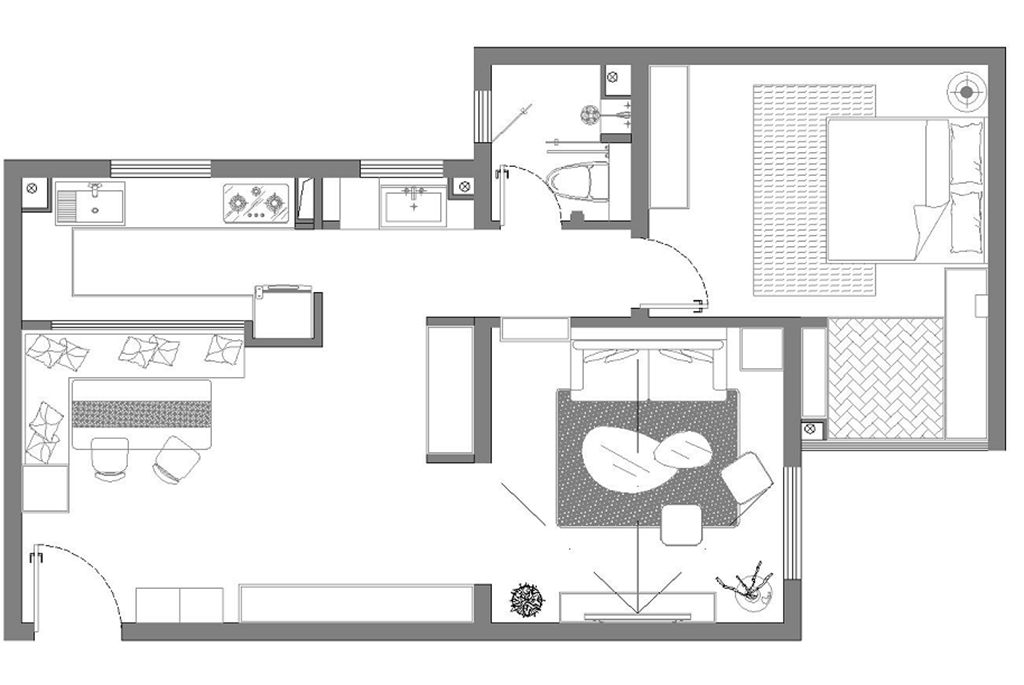 50平二居室户型图