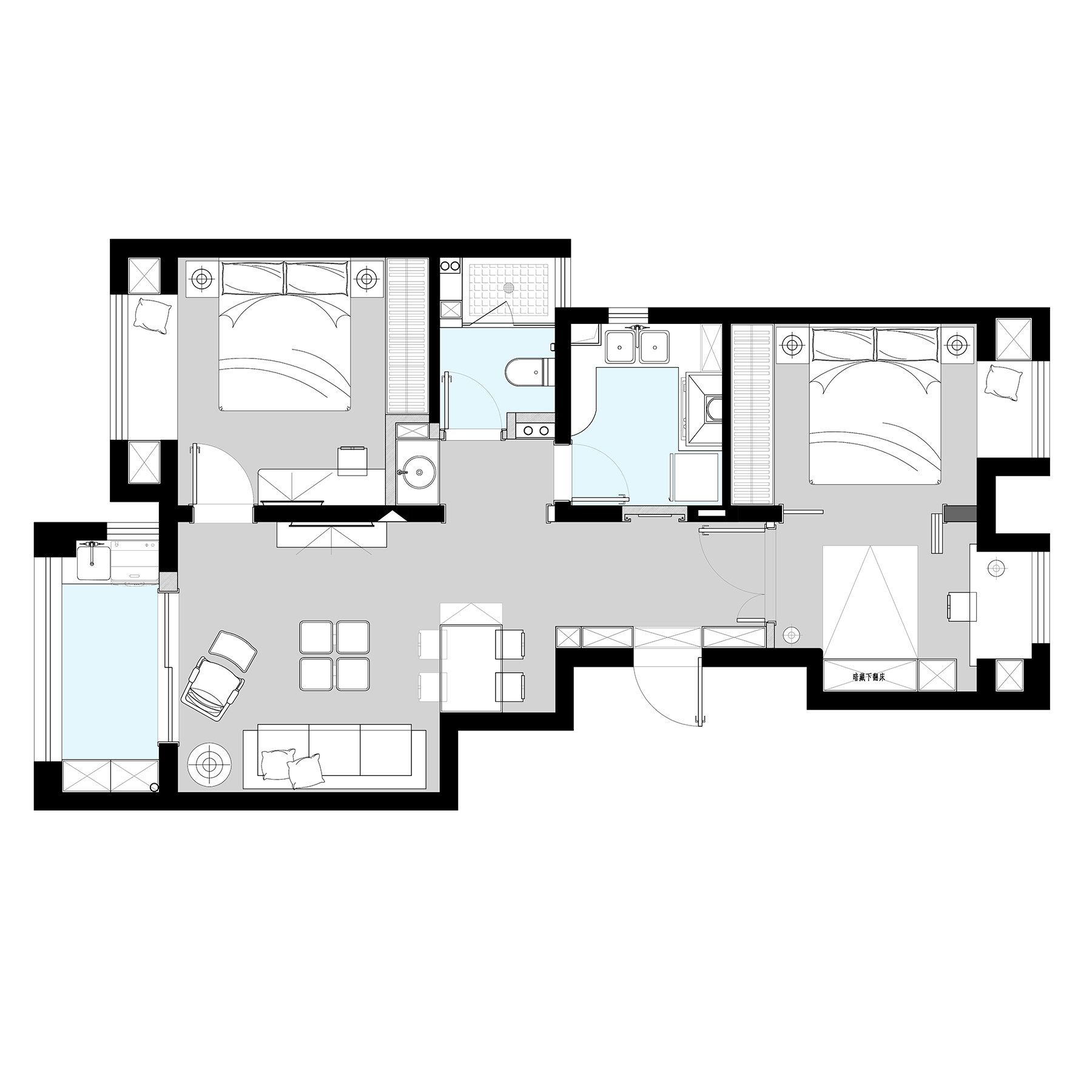 123平二居室户型图