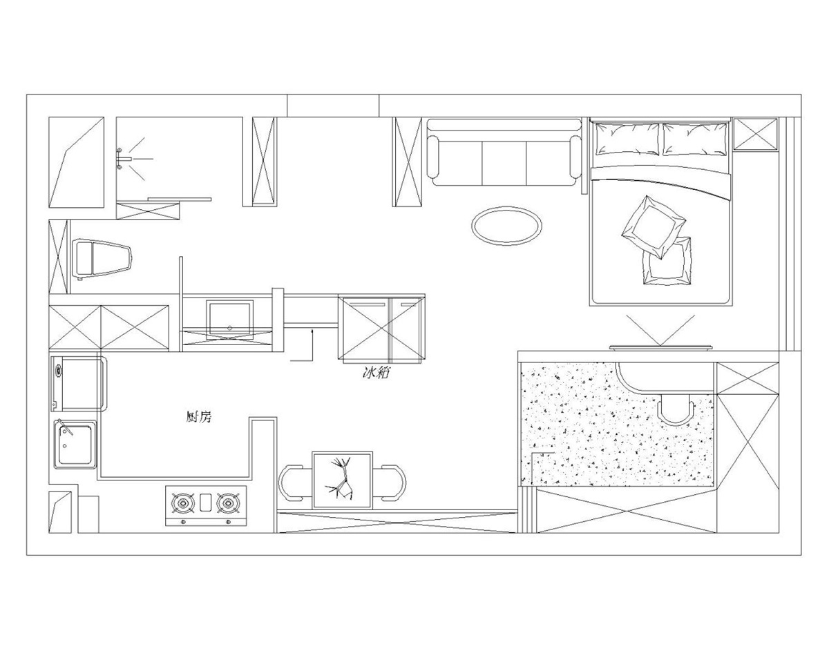 40平三居室户型图