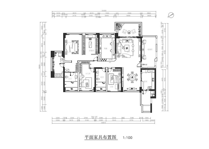 深圳220平米四室装修案例效果图,雅韵新中式