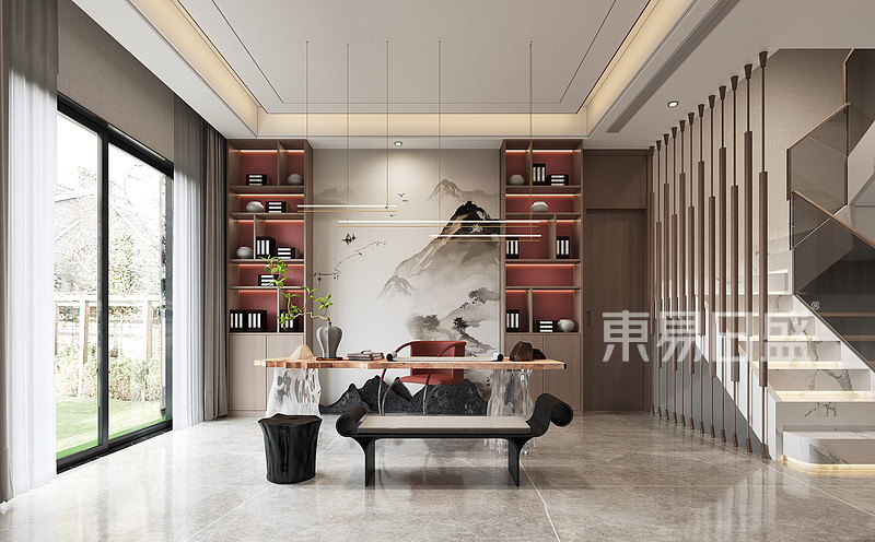新中式别墅书房装修风格效果图