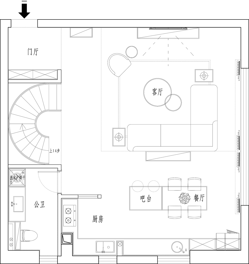 110平三居室户型图
